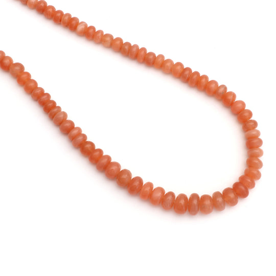 Peach Moonstone Smooth Roundel Beads, 4 mm to 8 mm, Moonstone Jewelry Making Beads, 18 Inch Full Strand
