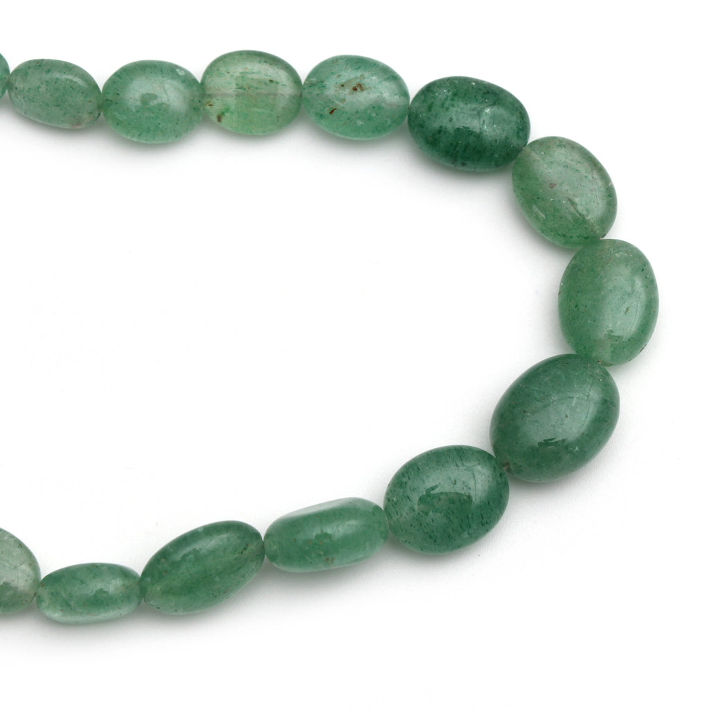 Green Quartz Smooth Oval Beads- 7x9 mm to 11x14 mm - Green Quartz - Gem Quality , 8 Inch/ 20 Cm Full Strand, Price Per Strand - National Facets, Gemstone Manufacturer, Natural Gemstones, Gemstone Beads