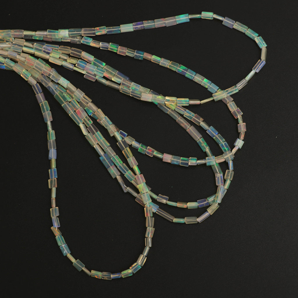 Natural Ethiopian Opal Smooth Rectangle Honey Color Beads | 3.5x5 mm to 3.5x5.5 mm | 8 Inches/ 18 Inches Full Strand | Price Per Strand - National Facets, Gemstone Manufacturer, Natural Gemstones, Gemstone Beads