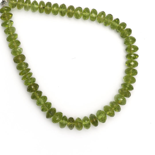 Green Peridot Faceted Beads, 6 mm to 7.5 mm, Peridot Jewelry Making Beads, 8 Inch, Price Per Strand