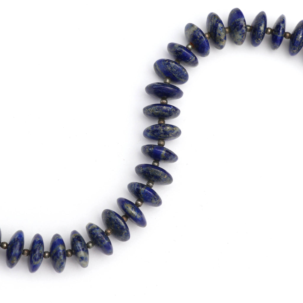 Natural Lapis Lazuli Smooth Saucer Beads- 12 mm - Lapis Lazuli Saucer, Lapis German Cut Beads - Gem Quality , 8 Inch, Price Per Strand - National Facets, Gemstone Manufacturer, Natural Gemstones, Gemstone Beads