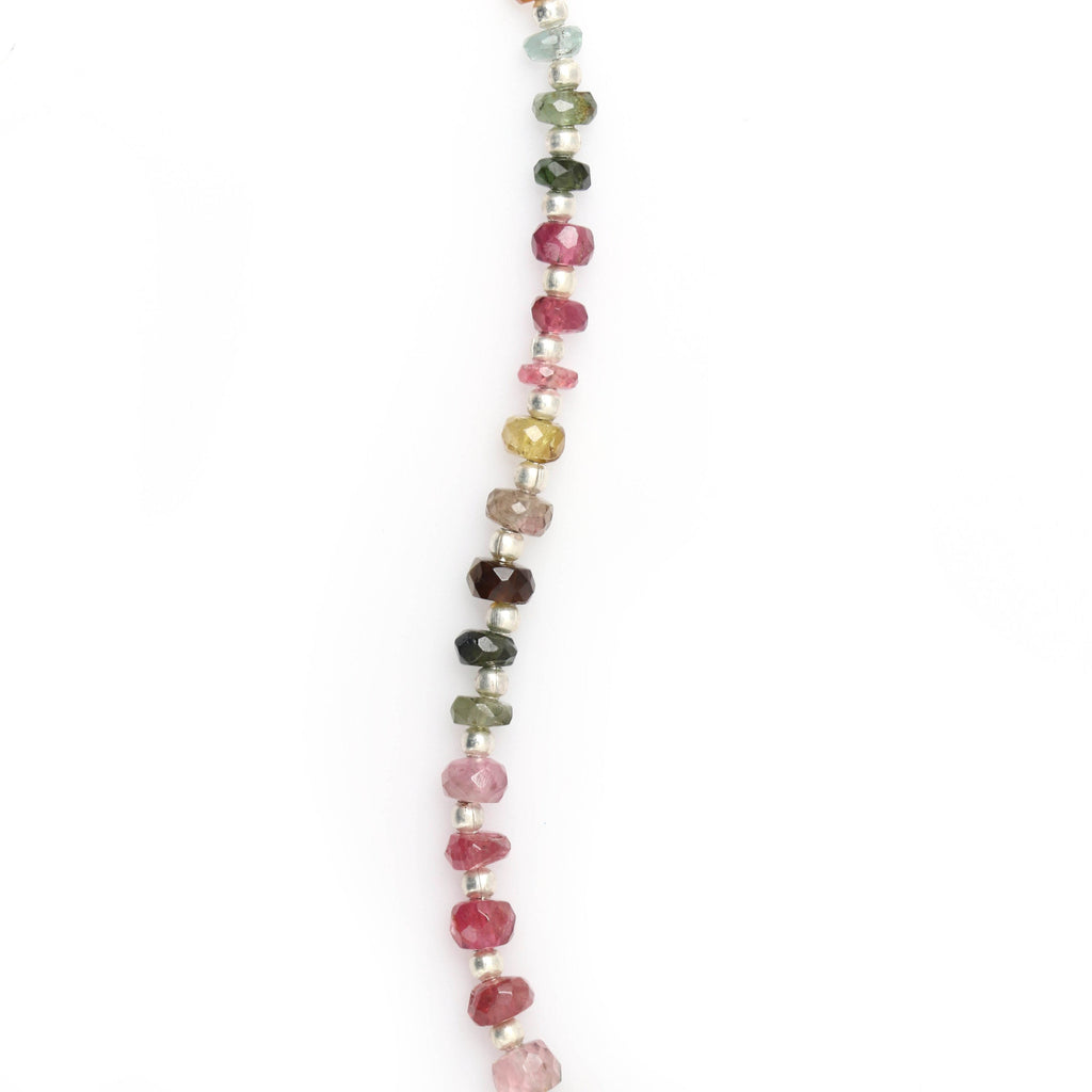 Multi Tourmaline Faceted Beads, Tourmaline Beads, Rondelle Beads, Multi Beads-4 mm- Multi Tourmaline - Gem Quality, 8 Inch, Price Per Strand - National Facets, Gemstone Manufacturer, Natural Gemstones, Gemstone Beads