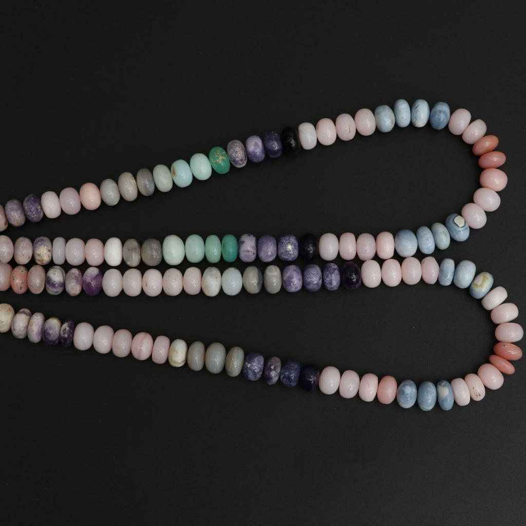 Multi Opal Smooth Rondelle Beads | 10 mm to 11 mm | Multi Opal Smooth Rondelle | Gem Quality | 8 Inch/ 18 Inch | Price Per Strand - National Facets, Gemstone Manufacturer, Natural Gemstones, Gemstone Beads