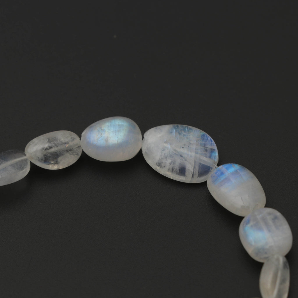 Rainbow Moonstone Smooth Tumble Beads - 5x7 mm to 11x15 mm - Rainbow Moonstone - Gem Quality , 8 Inch/ 20 Cm Full Strand, Price Per Strand - National Facets, Gemstone Manufacturer, Natural Gemstones, Gemstone Beads