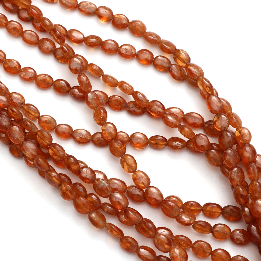 Hessonite Smooth Oval Beads, 5x4 mm to 7x6 mm, Hessonite Beads - Gem Quality , 18 Inch/ 46 Cm Full Strand, Price Per Strand - National Facets, Gemstone Manufacturer, Natural Gemstones, Gemstone Beads