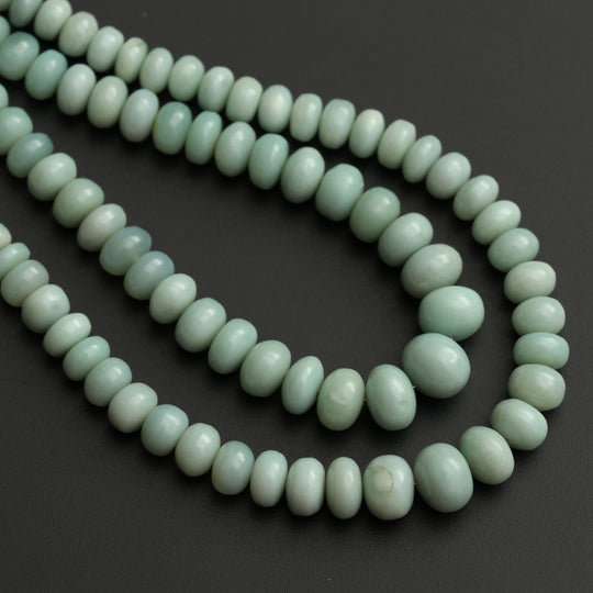 Natural Green Chalcedony Smooth Beads - 5 mm to 9 mm - Chalcedony Jewelry Making Beads, 8 Inch/ 16 Inch Full Strand, Price Per Strand