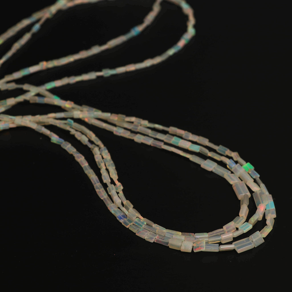 Natural Ethiopian Opal Smooth Rectangle Beads | 2.5x3.5 mm to 5.5x9 mm | 8 Inches/ 18 Inches Full Strand | Price Per Strand - National Facets, Gemstone Manufacturer, Natural Gemstones, Gemstone Beads