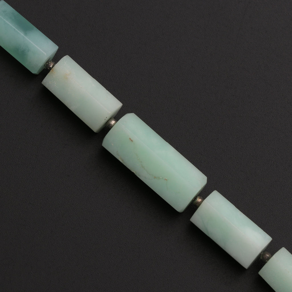 Mint Chrysoprase Faceted Cylinder Beads - 6x10 mm to 9x19 mm - Mint Chrysoprase Beads - Gem Quality , 8 Inch Full Strand, Price Per Strand - National Facets, Gemstone Manufacturer, Natural Gemstones, Gemstone Beads