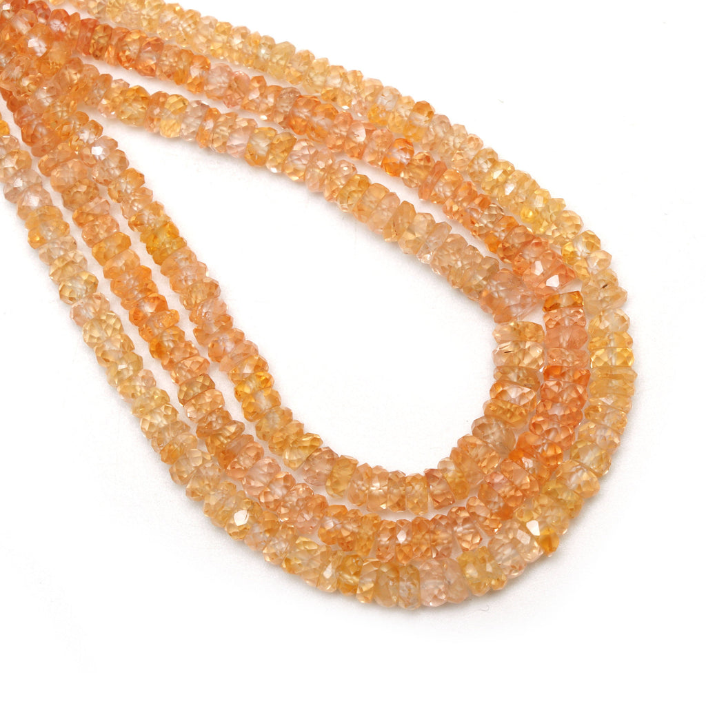 Orange Sapphire Faceted Tyre Beads | Sapphire Beads | 2.5 mm to 5 mm | Sapphire Tyre Beads | 8 Inch/ 17 Inch Strand, Price Per Strand - National Facets, Gemstone Manufacturer, Natural Gemstones, Gemstone Beads