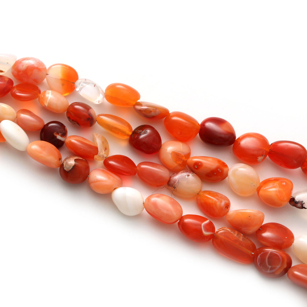 Fire Opal Smooth Tumble Beads - 5x6 mm to 7x11 mm - Fire Opal - Gem Quality , 8 Inch/16 Inch Full Strand, Price Per Strand - National Facets, Gemstone Manufacturer, Natural Gemstones, Gemstone Beads