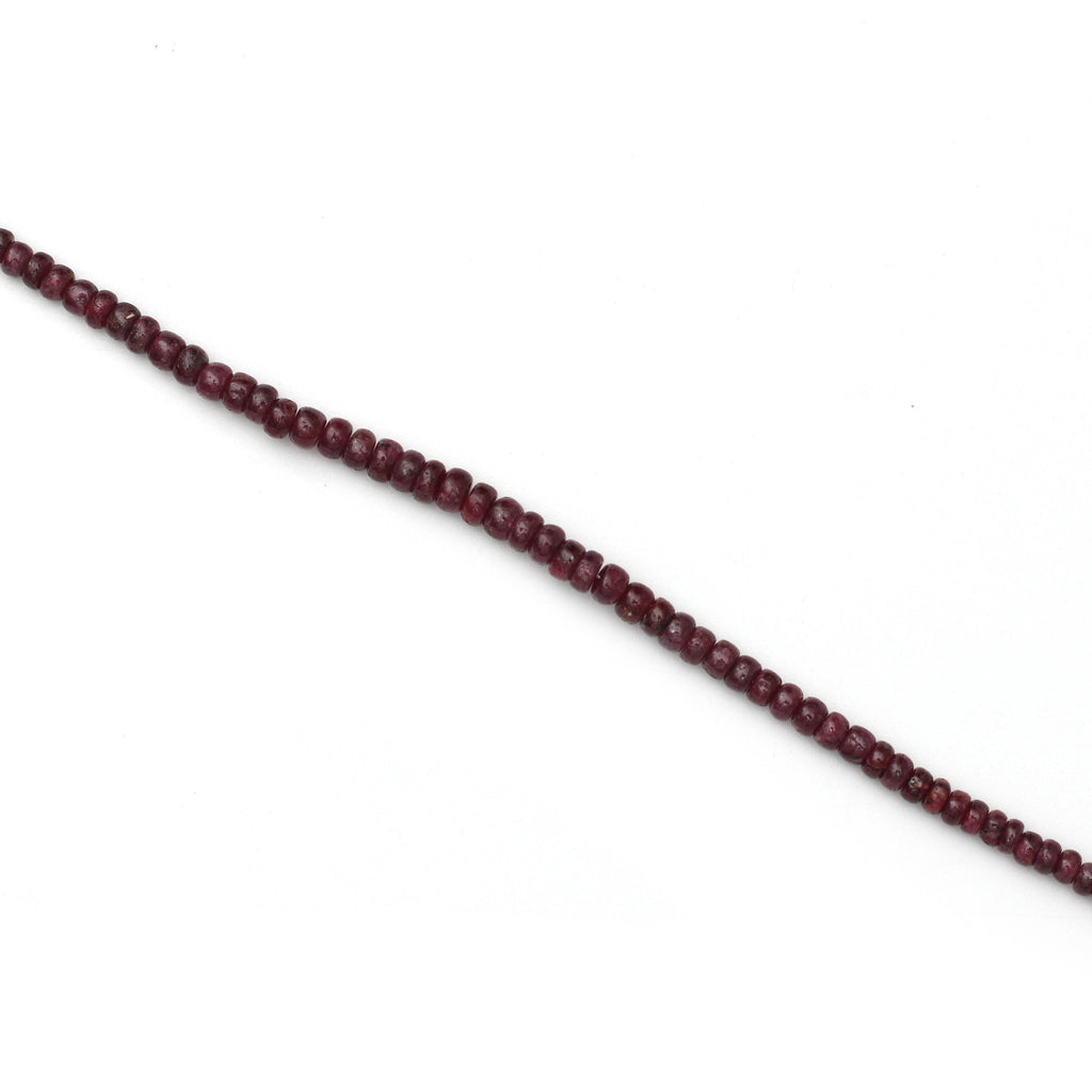Ruby Smooth Roundel Beads,3.5 mm to 6 mm, Ruby Plain Beads - Gem Quality , 8 Inch/ 20 Cm Full Strand, Price Per Strand - National Facets, Gemstone Manufacturer, Natural Gemstones, Gemstone Beads