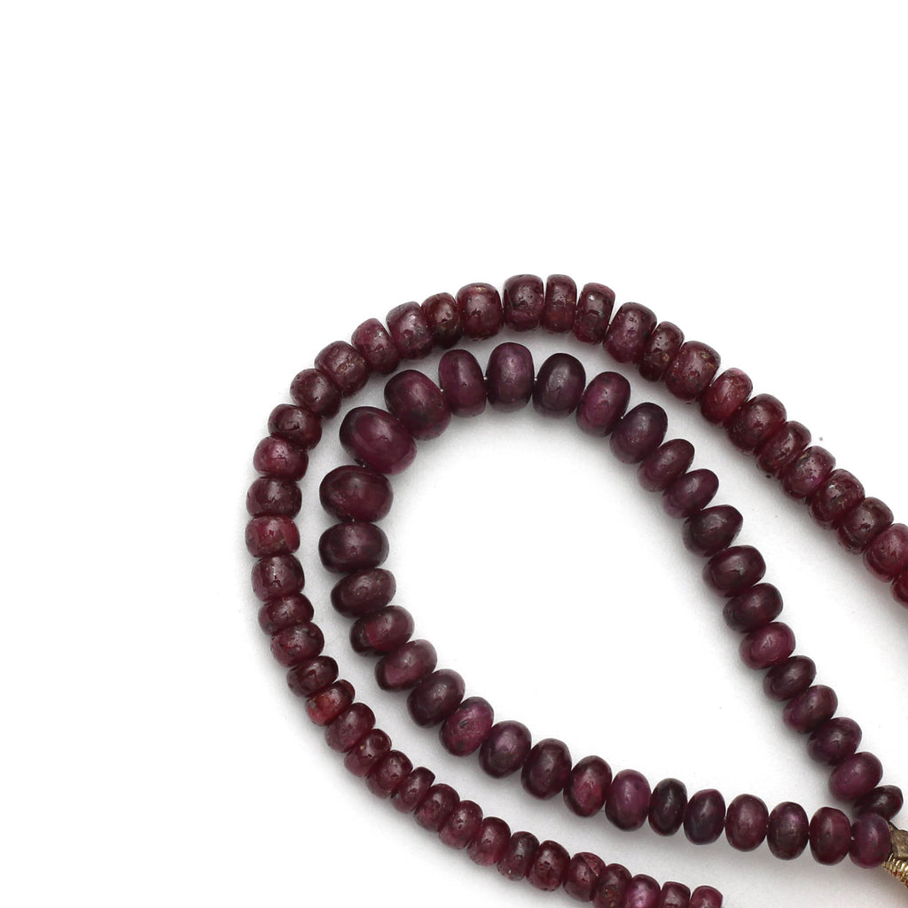 Ruby Smooth Roundel Beads,3.5 mm to 6 mm, Ruby Plain Beads - Gem Quality , 8 Inch/ 20 Cm Full Strand, Price Per Strand - National Facets, Gemstone Manufacturer, Natural Gemstones, Gemstone Beads