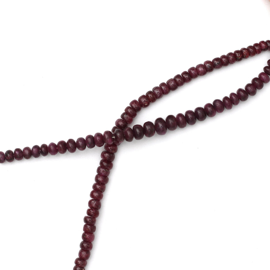 Ruby Smooth Roundel Beads,3.5 mm to 6 mm, Ruby Plain Beads - Gem Quality , 8 Inch/ 20 Cm Full Strand, Price Per Strand - National Facets, Gemstone Manufacturer, Natural Gemstones, Gemstone Beads