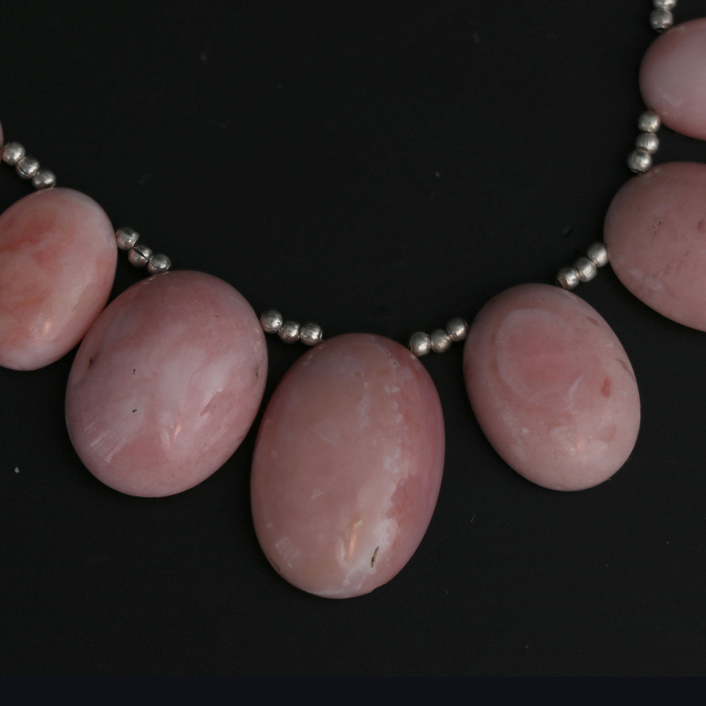Pink Opal Smooth Oval Cabs Beads - 11x9 mm to 23x18 mm- Pink Opal Graduation Oval - Gem Quality , 16 Cm Full Strand, Price Per Strand - National Facets, Gemstone Manufacturer, Natural Gemstones, Gemstone Beads