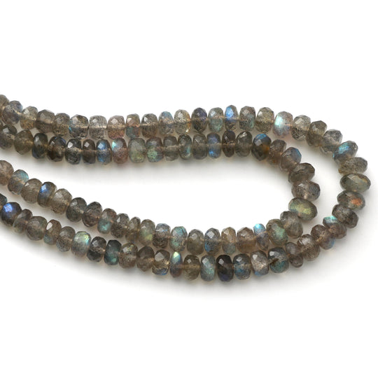 Labradorite Faceted Roundel Beads - 4 mm to 6 mm - Labradorite Jewelry Making Beads, 8 Inch / 16 Inch Full Strand, Price Per Strand