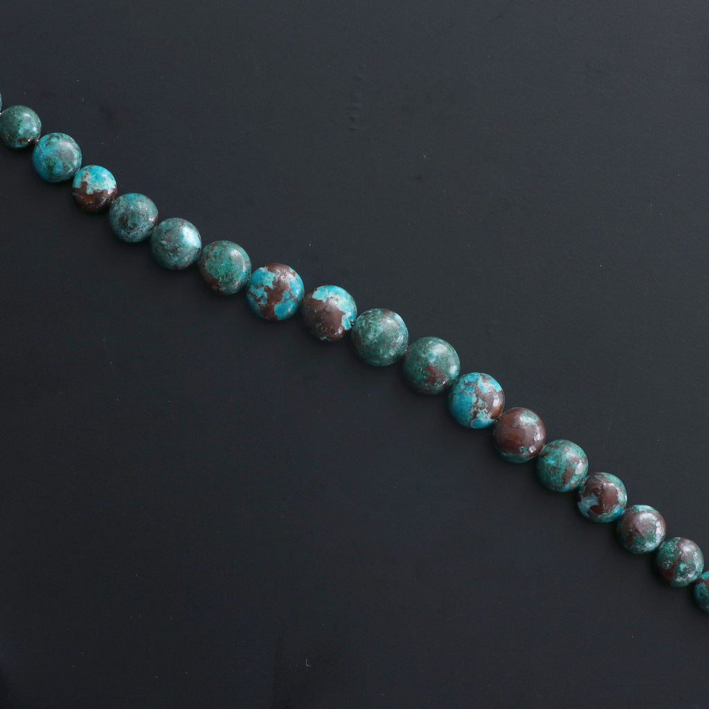 Chrysocolla Smooth Coin Beads, Chrysocolla Gemstone Coin - 8 mm to 10 mm-Gemstone Chrysocolla Smooth, Briolette Coin,8 Inch Strand - National Facets, Gemstone Manufacturer, Natural Gemstones, Gemstone Beads