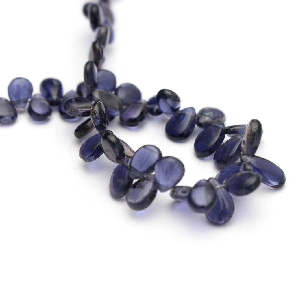 Natural Iolite Smooth Pears Beads - Iolite Smooth - 5.5 mm to 6 mm - Iolite Pear - Gem Quality , 8 Inch/ 20 Cm Full Strand, Price Per Strand - National Facets, Gemstone Manufacturer, Natural Gemstones, Gemstone Beads