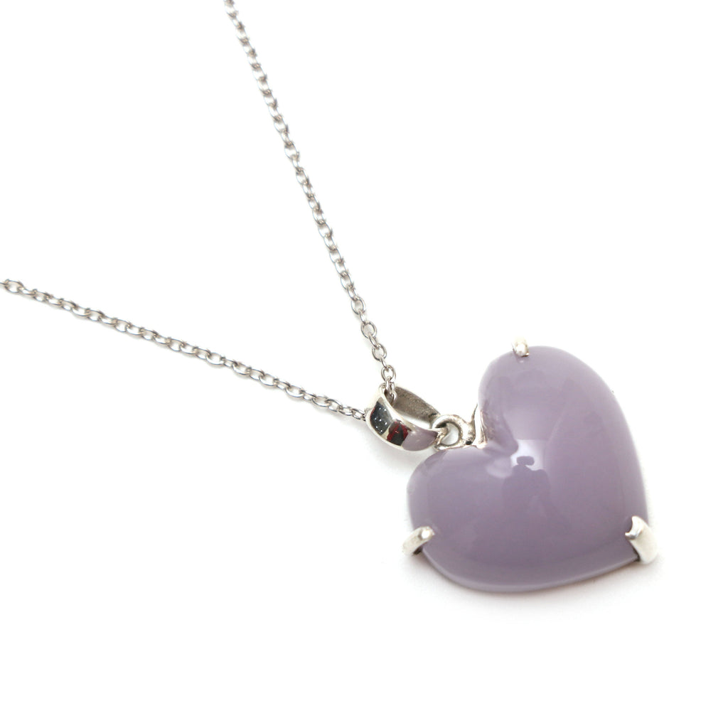 Purple Chalcedony Smooth Heart Gemstone Prong Pendant | 925 Sterling Silver Plated | Gift For Mom | Price Per Pendant - National Facets, Gemstone Manufacturer, Natural Gemstones, Gemstone Beads