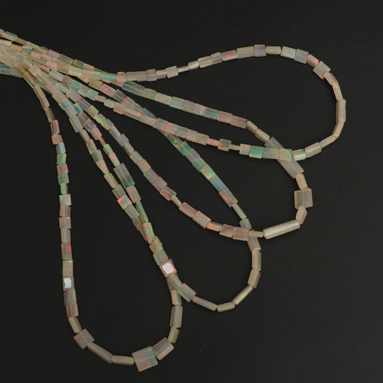 Natural Ethiopian Opal Smooth Rectangle Beads | 3x3.5 mm to 6x9 mm | Opal Jewelry Making Beads | 18 Inches Full Strand | Price Per Strand