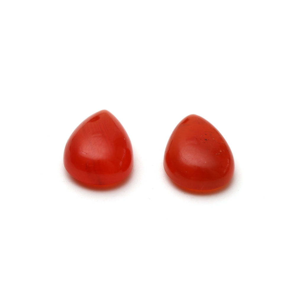 AAA Quality Natural Carnelian Smooth Pear Cabochon Gemstone | 12x18 mm | Gemstone Cabochon | Pair ( 2 Pieces ) - National Facets, Gemstone Manufacturer, Natural Gemstones, Gemstone Beads