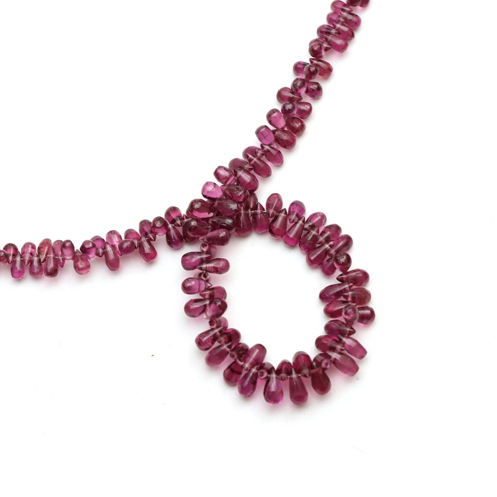 Natural Garnet Smooth Drop Beads | 4x2.5 mm to 7.5x4.5 mm | 9 Inch/ 18 Inch | Garnet Smooth Beads | Price Per Strand - National Facets, Gemstone Manufacturer, Natural Gemstones, Gemstone Beads