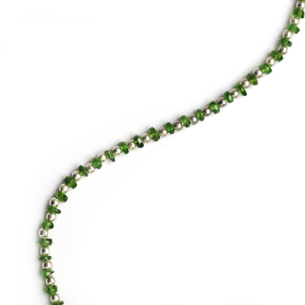 Natural Chrome Diopside Faceted Beads, Micro Faceted 3 mm AA, Green Chrome Diopside Tiny Beads Gemstone Small Green Semi Precious, 8 Inch - National Facets, Gemstone Manufacturer, Natural Gemstones, Gemstone Beads