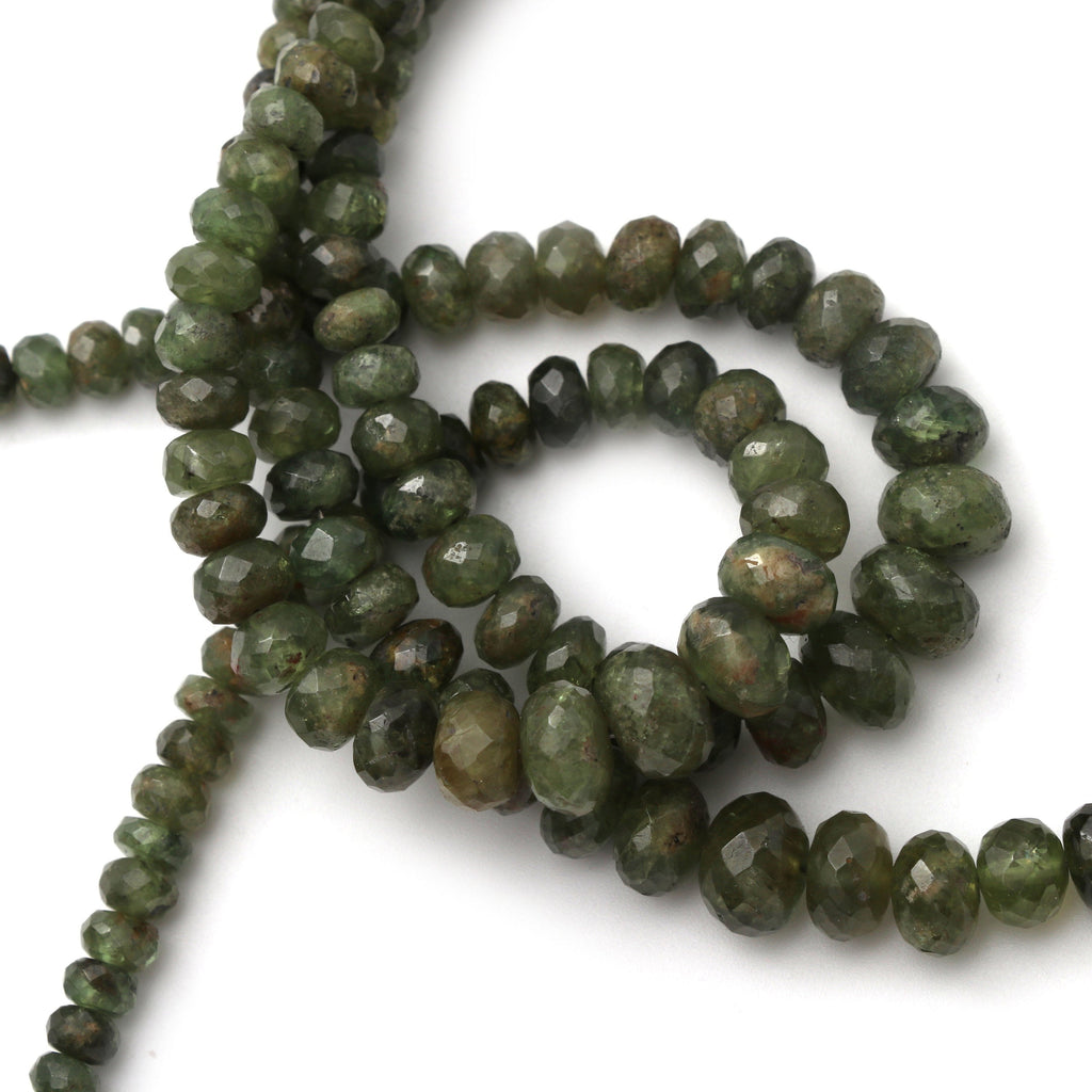 Demantoid Garnet Faceted Roundel Beads - 4 mm to 8 mm - Demantoid Garnet Beads - Gem Quality , 8 Inch/ 20 Cm Full Strand, Price Per Strand - National Facets, Gemstone Manufacturer, Natural Gemstones, Gemstone Beads