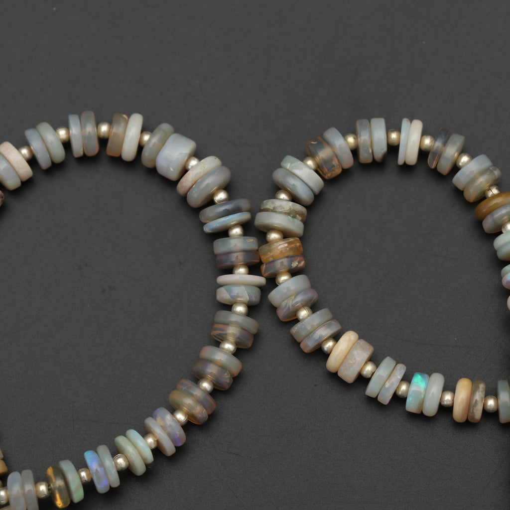 Natural Australian Opal Smooth Tyre Shape Beads, Australian Opal Tyre -5mm to 7.5mm-Gem Quality, 8 Inch/ 20 Cm Full Strand, Price Per Strand - National Facets, Gemstone Manufacturer, Natural Gemstones, Gemstone Beads