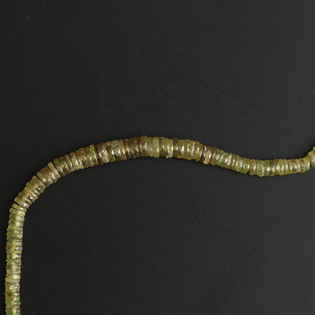 Natural Sphene Faceted Tyre Beads -3mm to 6 mm - Sphene Faceted Gemstone - Gem Quality, 8 Inch, Price Per Strand - National Facets, Gemstone Manufacturer, Natural Gemstones, Gemstone Beads