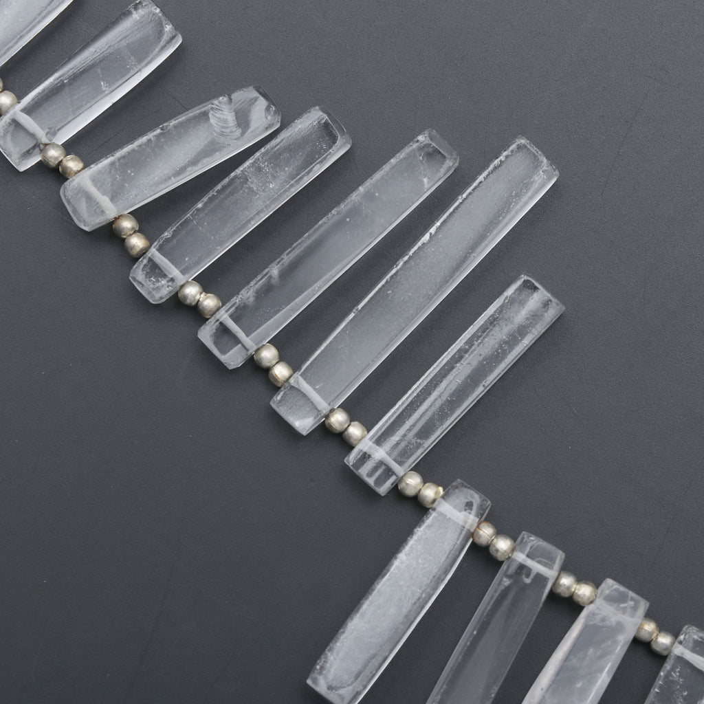 Crystal Smooth Long Slice, Cyrstal Long Slice, Smooth Slice Cyrstal- 14x5 to 25x5 mm - Crystal - Gem Quality , 5 Inch, Price Per Strand - National Facets, Gemstone Manufacturer, Natural Gemstones, Gemstone Beads