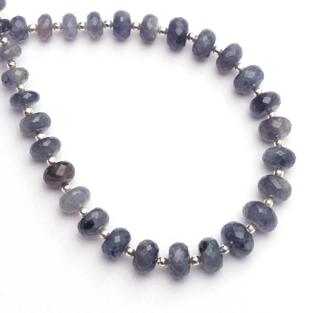 Iolite Sunstone Roundel Faceted Beads With Metal Spacer Ball - 7.5mm to 9mm - Gem Quality, 8 Inch/20 Cm Full Strand ,Price Per Strand - National Facets, Gemstone Manufacturer, Natural Gemstones, Gemstone Beads