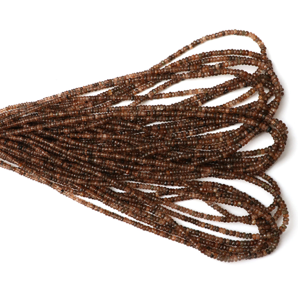 Andalusite Faceted Roundel Beads - 3.5 mm to 5 mm -Andalusite Beads - Gem Quality , 18 Inch Full Strand, Price Per Strand - National Facets, Gemstone Manufacturer, Natural Gemstones, Gemstone Beads