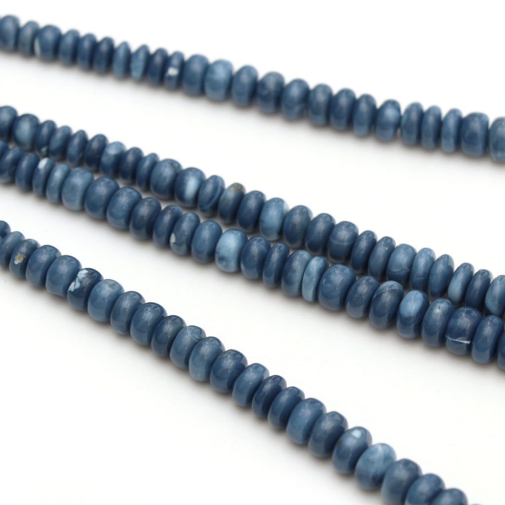 Blue Opal Smooth Roundel Beads | 5.5 mm to 10 mm | Blue Opal Roundel | Blue Opal Smooth | Gem Quality | 8 Inch/18 Inch | Price Per Strand - National Facets, Gemstone Manufacturer, Natural Gemstones, Gemstone Beads