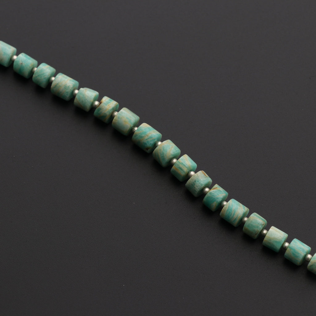 Amazonite Smooth Drum Beads - 6 mm to 7 mm- Amazonite Beads - Gem Quality , 8 Inch/ 20 Cm Full Strand, Price Per Strand - National Facets, Gemstone Manufacturer, Natural Gemstones, Gemstone Beads