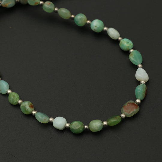 Green Opal Smooth Oval Nuggets, 5x5 to 4.5x7 mm, Green Opal Jewelry Making Beads, 8 Inch, Price Per Strand
