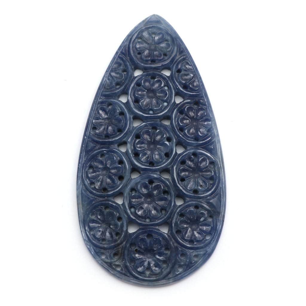 Natural Blue Sapphire Carving Pear Loose Gemstone - 59x31mm - Sapphire Pear , Sapphire Carving Loose Gemstone ,1 Pieces - National Facets, Gemstone Manufacturer, Natural Gemstones, Gemstone Beads