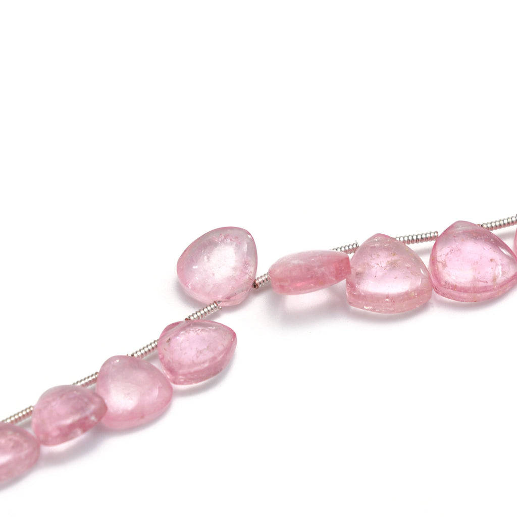 Natural Pink Tourmaline Smooth Heart Beads | Unique Pink Tourmaline | 7x7 mm to 12x12 mm | 8 Inch | Price Per Strand - National Facets, Gemstone Manufacturer, Natural Gemstones, Gemstone Beads