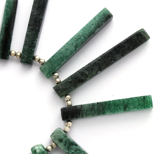 Natural Green Aventurine Smooth Long Slice | 5x14 mm to 5x25 mm | Green Aventurine Jewelry Making Beads | 4 inches strand | Price Per Strand