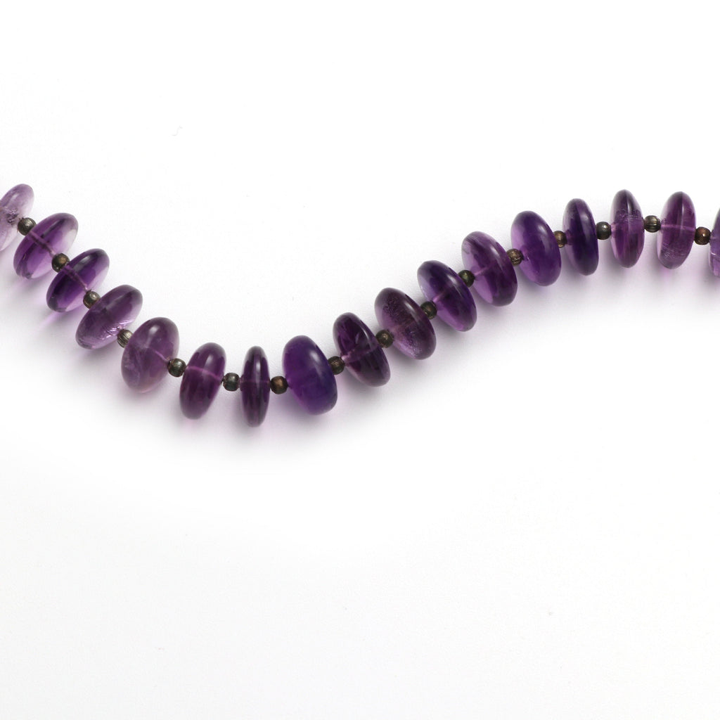 Amethyst Roundel Smooth Beads, 9 mm to 10 mm, Amethyst Smooth, Amethyst Beads, Amethyst strand , 8 Inch/20 Cm Full Strand, Price Per Strand - National Facets, Gemstone Manufacturer, Natural Gemstones, Gemstone Beads