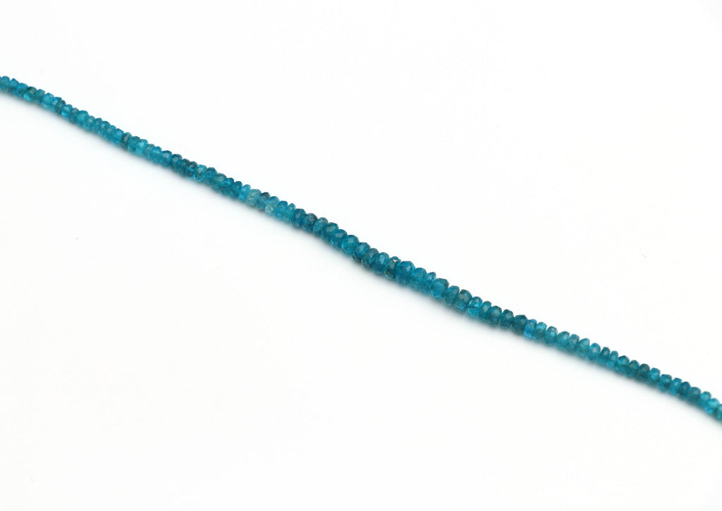 Neon Apatite Faceted Roundel Beads - 3 mm to 5 mm - Neon Apatite Faceted - Gem Quality , 8 Inch/ 20 Cm Full Strand, Price Per Strand - National Facets, Gemstone Manufacturer, Natural Gemstones, Gemstone Beads