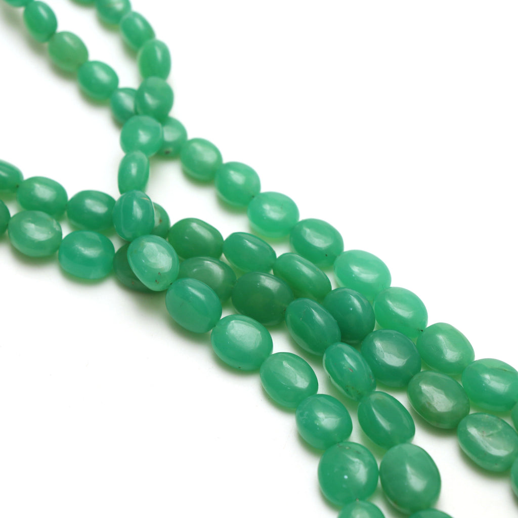 Chrysoprase Smooth Tumble Beads | 6x7 mm to 12x16 mm | Chrysoprase Gemstone | Gem Quality | 8 Inch/ 18 Inch Strand | Price Per Strand - National Facets, Gemstone Manufacturer, Natural Gemstones, Gemstone Beads
