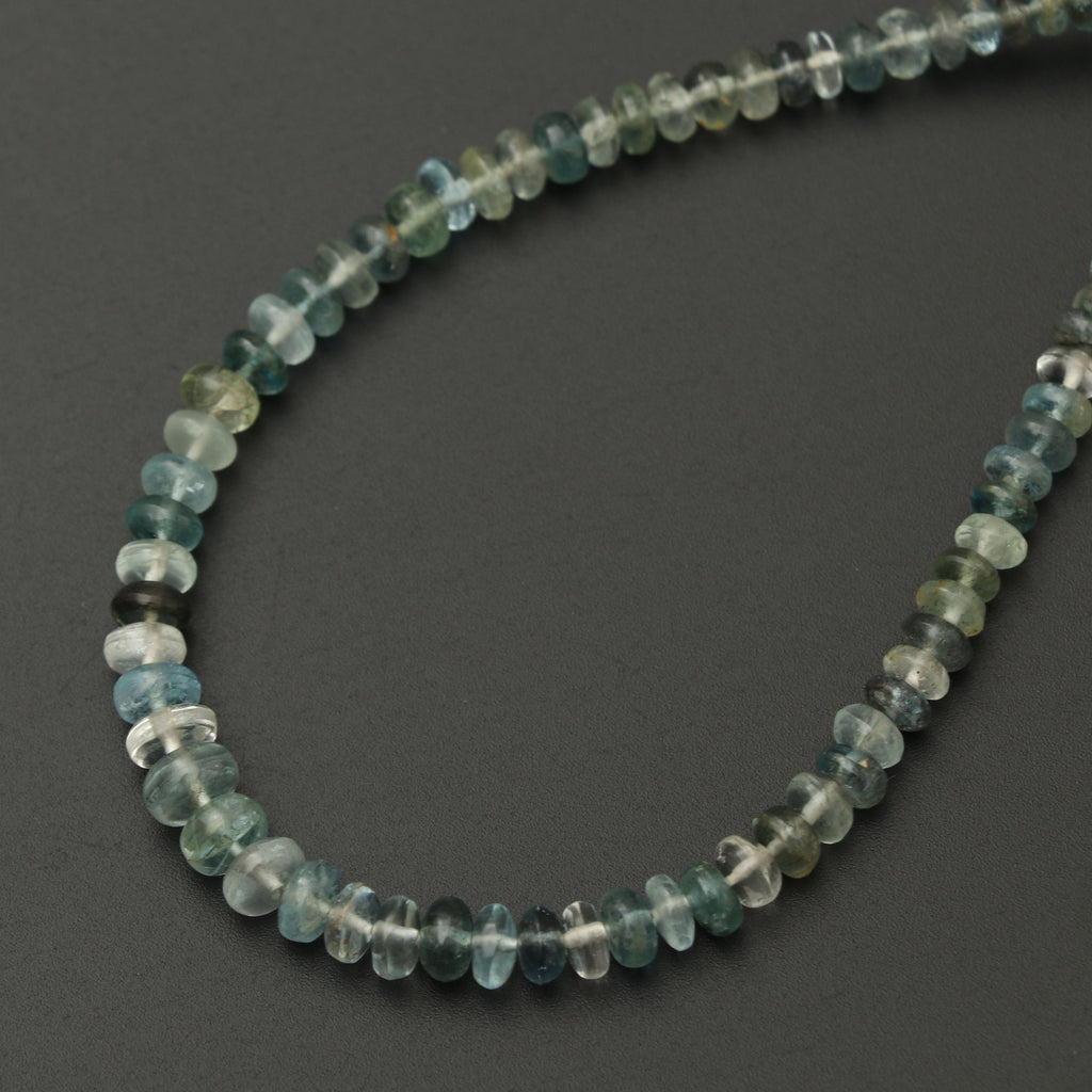 Natural Aquamarine Smooth Beads Roundel Beads, 4.5 mm to 6.5 mm - Aquamarine Smooth - Gem Quality, 8 Inch, Price Per Strand - National Facets, Gemstone Manufacturer, Natural Gemstones, Gemstone Beads