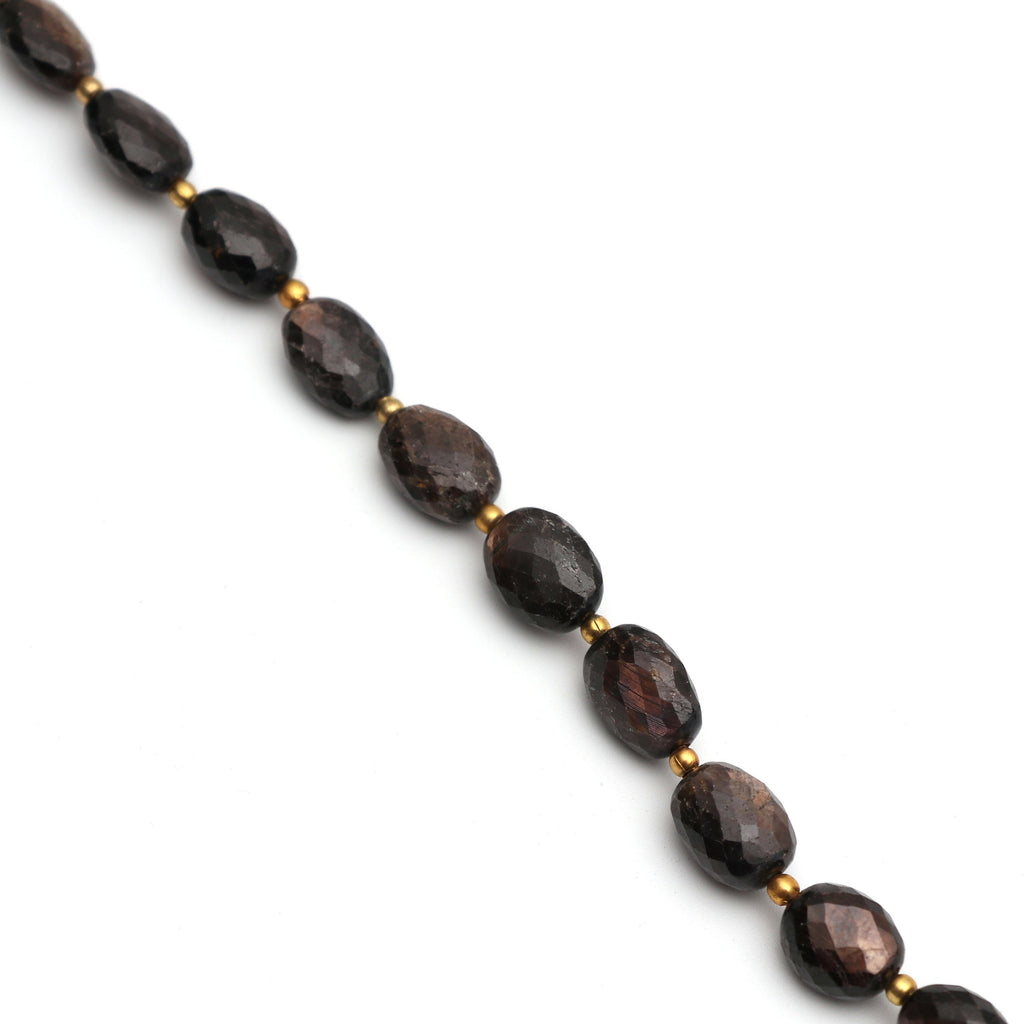 Golden Sheen Sapphire Faceted Oval Beads - 7x9 mm to 8x11 mm - Sheen Sapphire - Gem Quality , 20 Cm Full Strand, Price Per Strand - National Facets, Gemstone Manufacturer, Natural Gemstones, Gemstone Beads