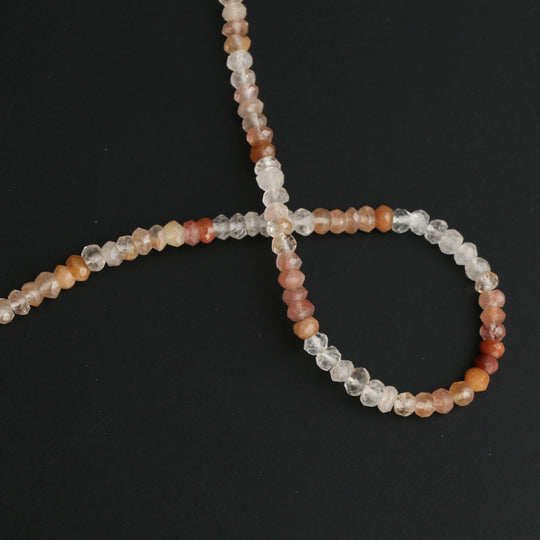 Natural Rutile Faceted Roundell Beads - 3 mm to 4 mm - Natural Rutile - Gem Quality , 8 Inch/ 20 Cm Full Strand, Price Per Strand