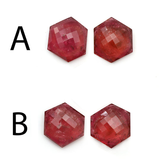 Natural Tourmaline Faceted Hexagon Shape Loose Gemstone, 15x15 MM, Hexagon Gemstone, Pair (2 Pieces)
