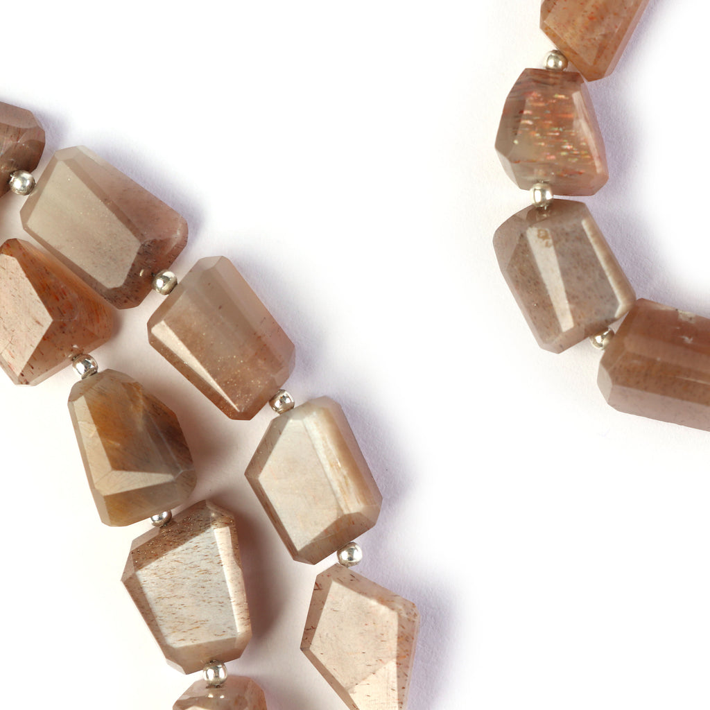 Brown Moonstone Faceted Tumble, Brown Moonstone Nuggets Beads 7x9 mm to 10x14 mm, Hand Made Necklace, 8 Inch , Moonstone Jewellery - National Facets, Gemstone Manufacturer, Natural Gemstones, Gemstone Beads