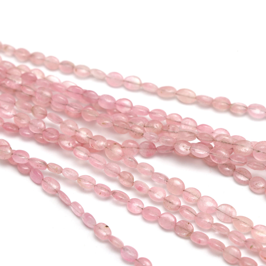 Natural Pink Tourmaline Smooth Oval Beads | Unique Pink Tourmaline | 3x3.5 mm to 6.5x8.5 mm | 8 Inch/ 18 Inch Full Strand | Price Per Strand - National Facets, Gemstone Manufacturer, Natural Gemstones, Gemstone Beads