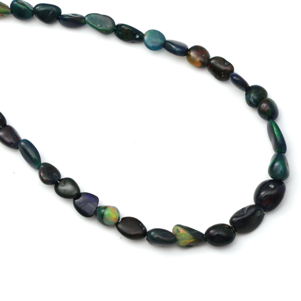 Black Opal Smooth Oval Tumble Beads, 6x3 mm to 7x6 mm Black Opal Tumble- Gem Quality , 8 Inch/ 46 Cm Full Strand, Price Per Strand - National Facets, Gemstone Manufacturer, Natural Gemstones, Gemstone Beads