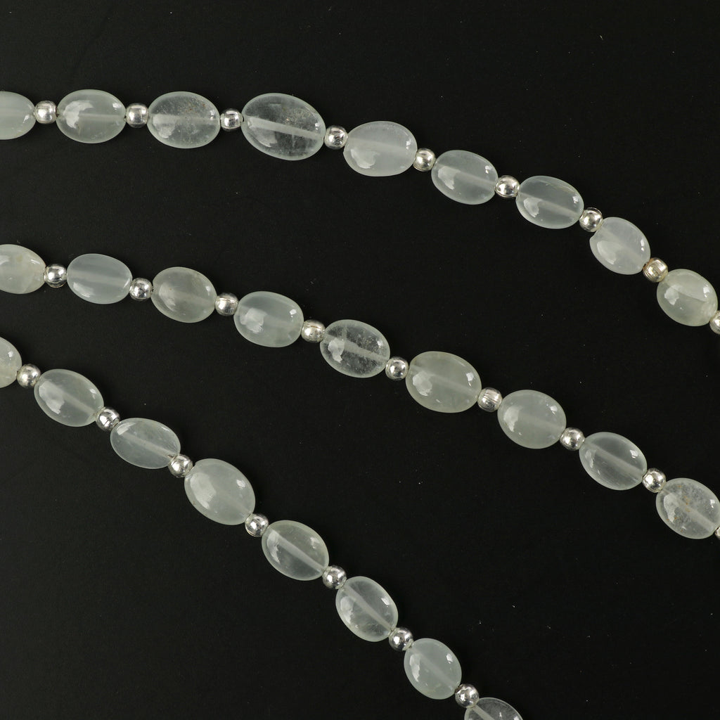 Aquamarine Smooth Oval, White Smooth Oval, Aquamarine Smooth - 4x5 mm to 6x7 mm, Aquamarine Smooth Oval Shaped, 8 inch strand, 1 strand - National Facets, Gemstone Manufacturer, Natural Gemstones, Gemstone Beads