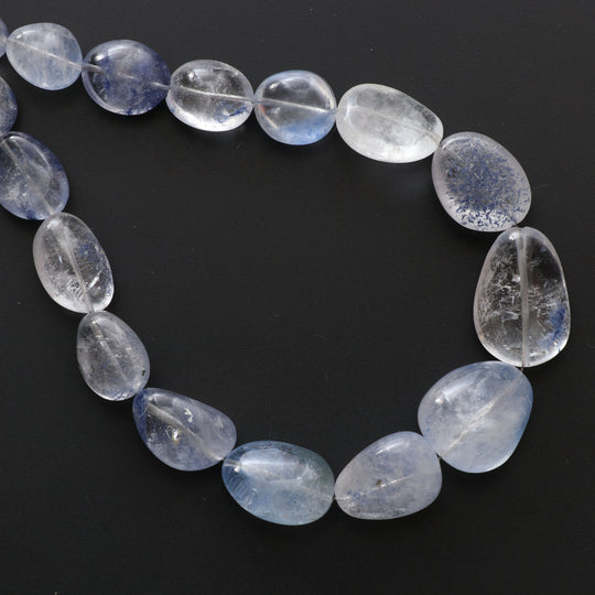 Natural Dumortierite Smooth Tumble Beads | 5.5x8.5 mm to 15x22 mm | Dumortierite Jewelry Making Beads | 8 Inch/ 18 Inch | Price Per Strand